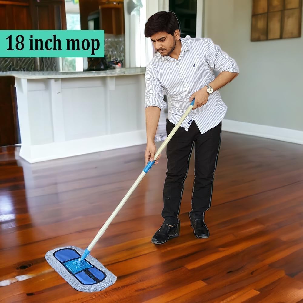 Livronic® Plastic Wet and Dry Cotton Floor Mop with 4Ft Long Handle with 360 Degree