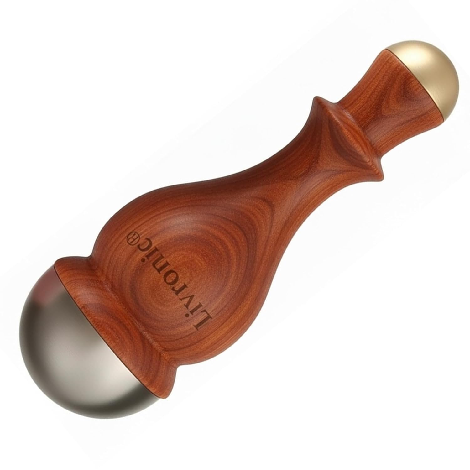 Livronic® Face Acupoints Kansa Wand Massager 2in1 Authentic Bronze Cap,Ayurvedic Tool for Face Glow, Foot & Body with Teak wood handle Marma Massage Therapy Tool for Detox Pain Relief Deep Relaxation & Holistic Body Wellness