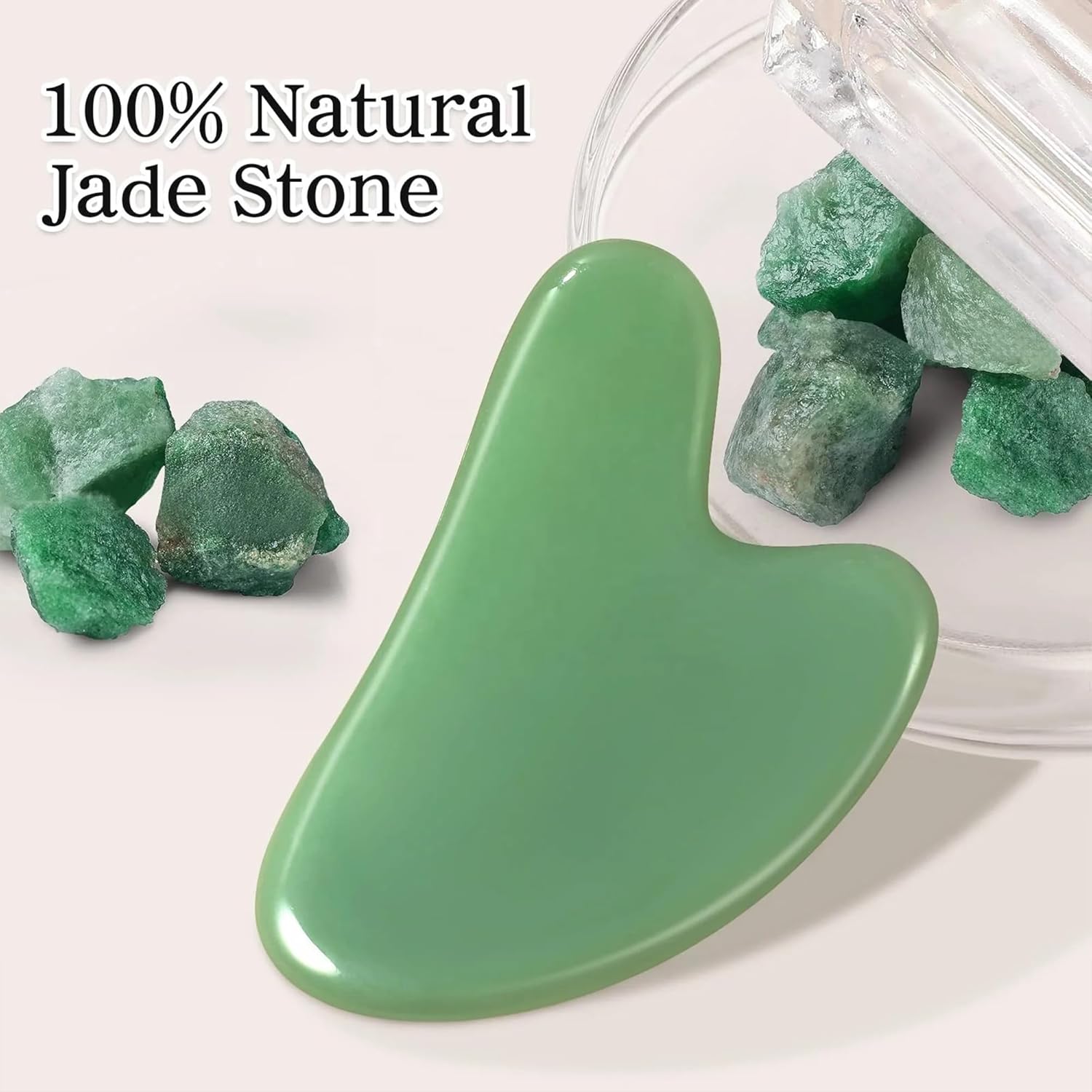 Livronic Gua Sha Facial Handheld Massager Natural Jade Stone Guasha