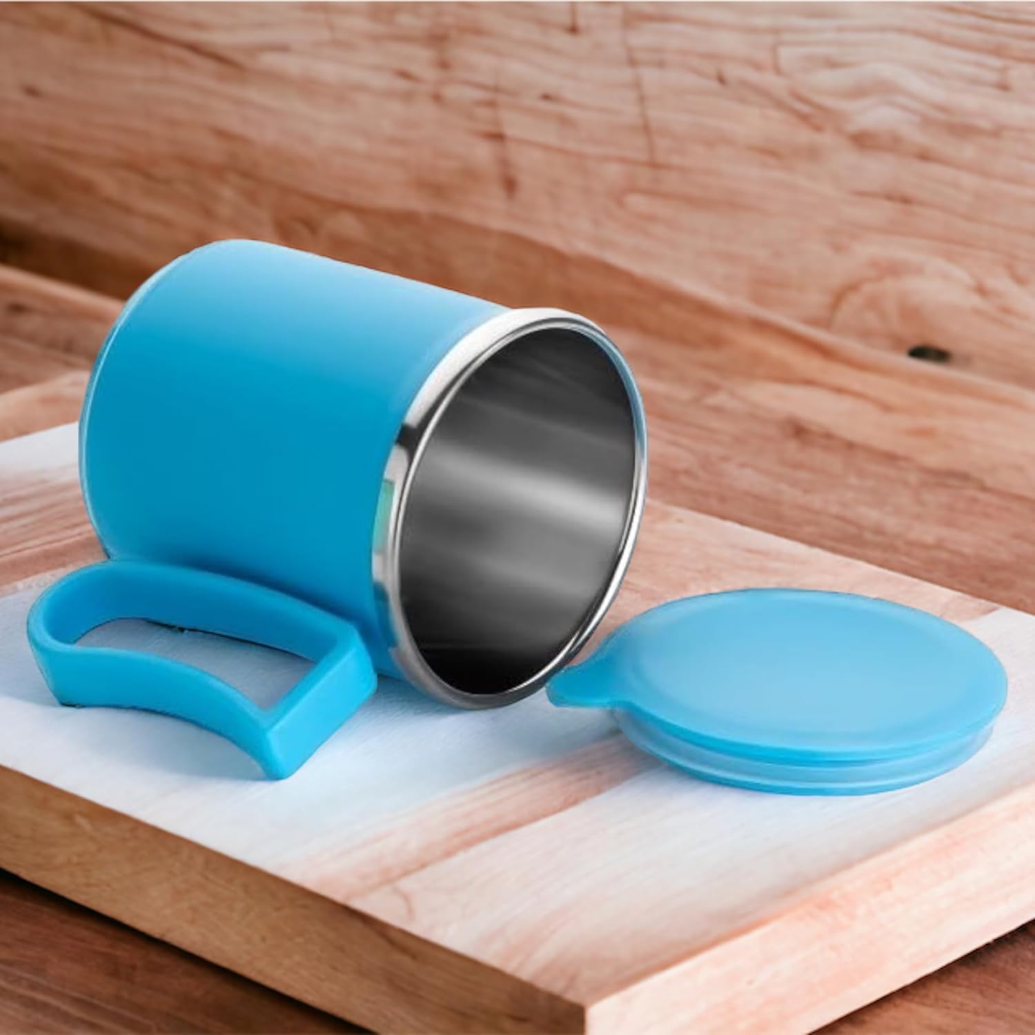 Unbreakable Mugs with Cap Stainless Steel Plastic