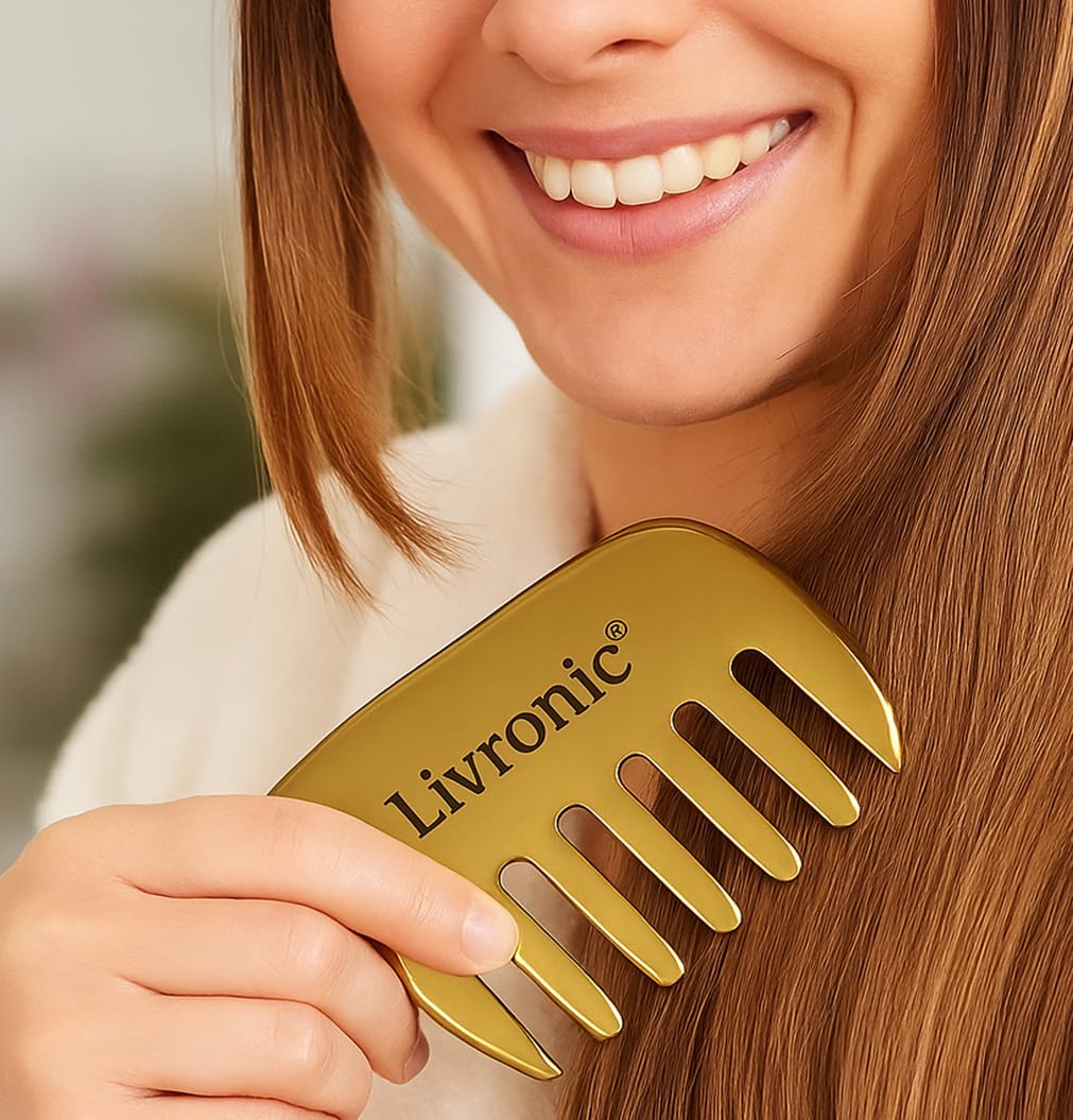 Livronic® Kansa Comb Massager- Relaxing Scalp Massager for Detangling