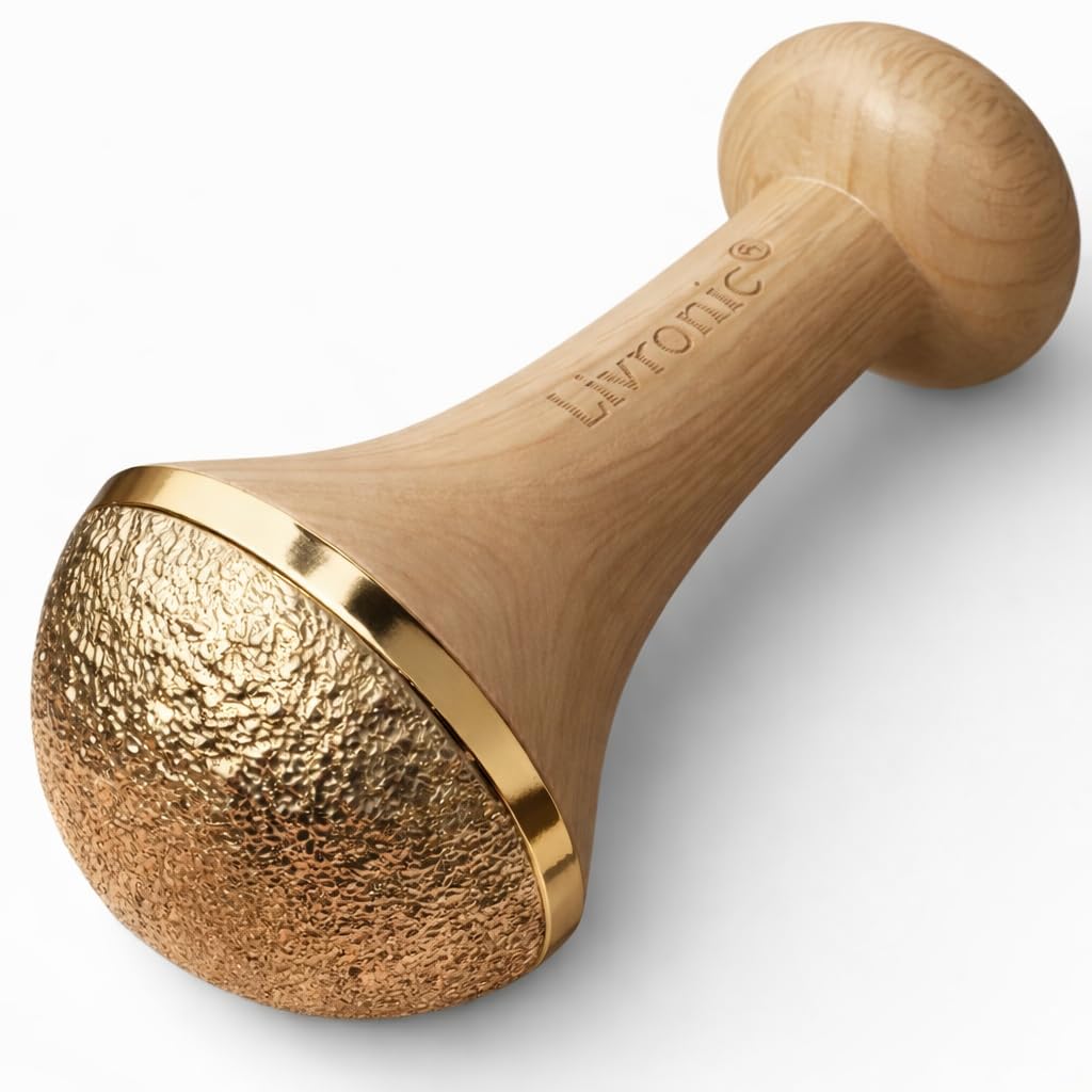 Livronic® Kansa Vati Foot Massager | Kansa wand foot massager with Teak Wood Handle | Ayurvedic Bronze Kasya Vatki / Kansya Bowl (Katori) Vati | Detox, Foot Relaxation & Stress Relief Tool | Swakansa (Large)