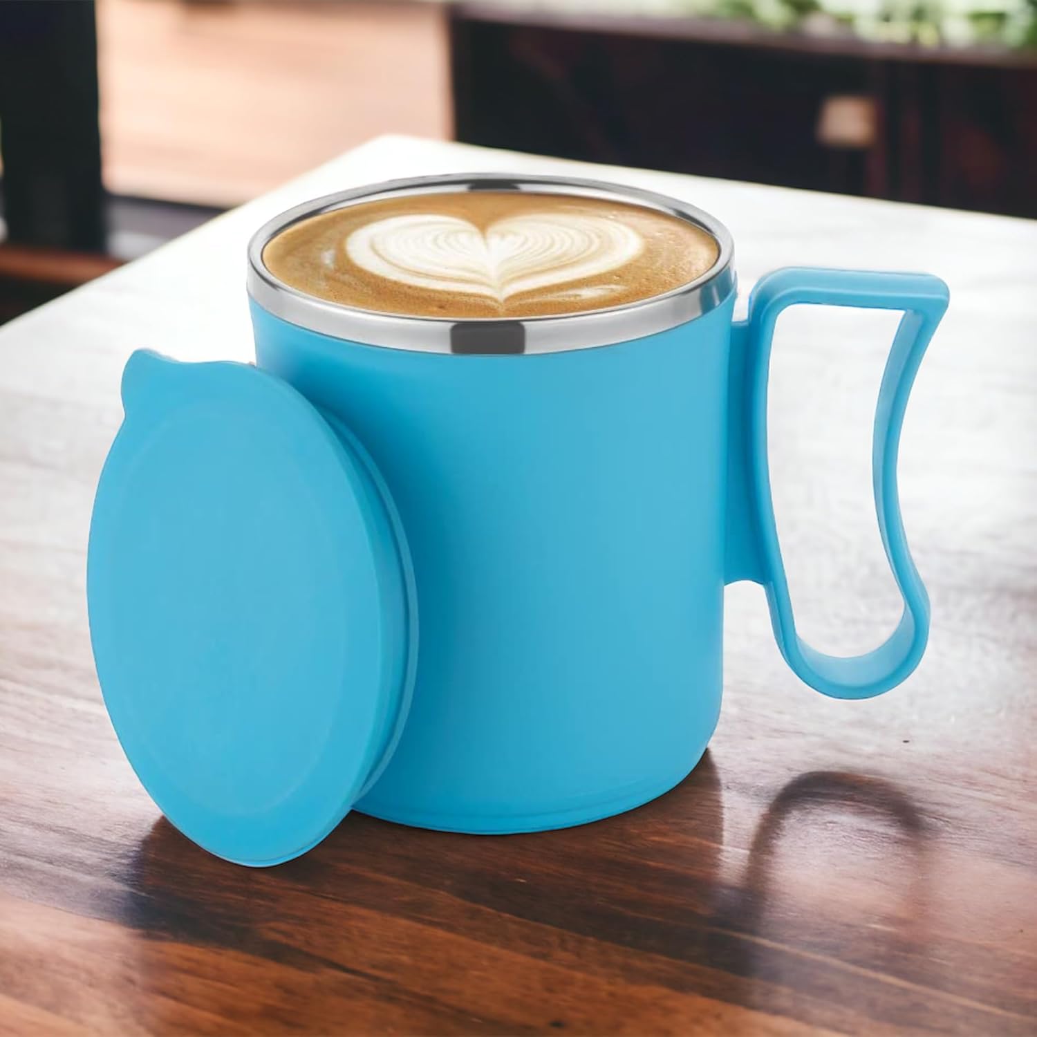 Unbreakable Mugs with Cap Stainless Steel Plastic